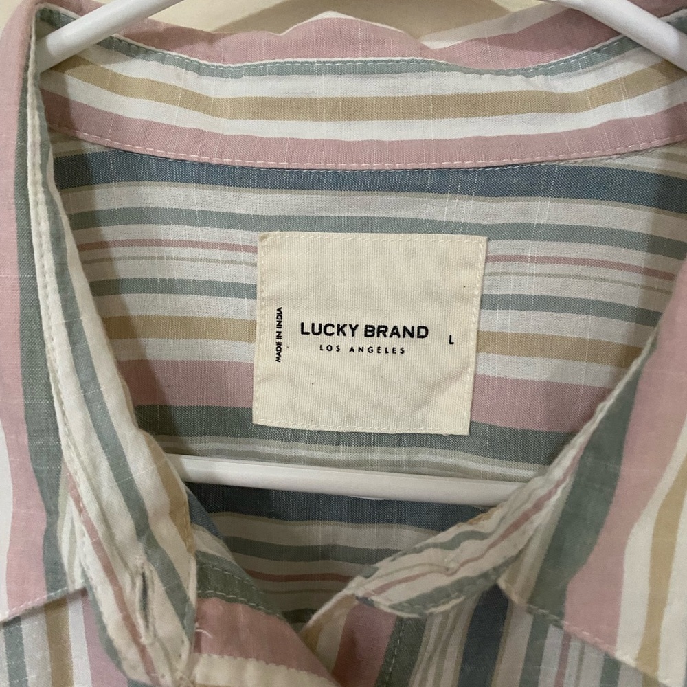 Lucky Brand Women's Pastel Striped Button Down Workwear Shirt Size Large - Picture 6 of 8